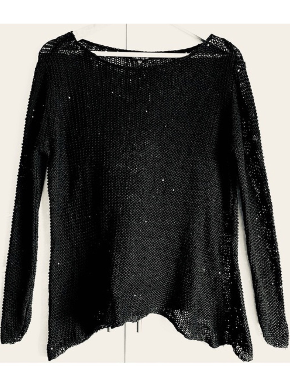 Eileen Fisher Sequin Cotton Net Sweater Vintage 2003 in Black Size XL EUC